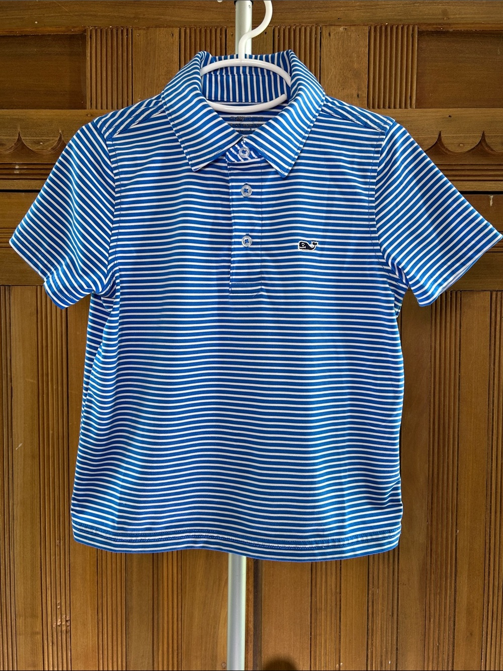 Vineyard Vines On the Go Sankaty Blue & White Striped Polo Shirt - Kids Size 5